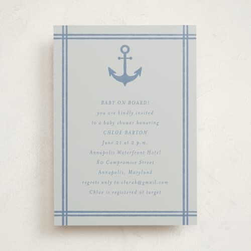 This is a storm baby shower invitations with standard by Brynne Foster called ahoy printing on signature in standard