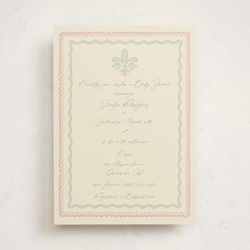 This is a mint baby shower invitations with standard by Tina Faselli called precious printing on signature in standard