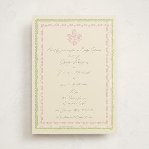 This is a petal baby shower invitations with standard by Tina Faselli called precious printing on signature in standard