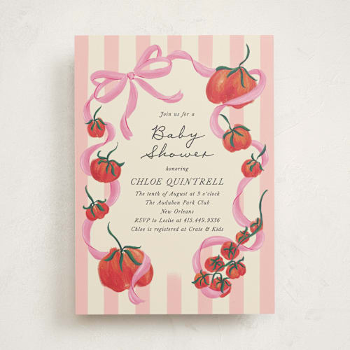This is a sherbert baby shower invitations with standard by Jackie Crawford called petit pomodoro printing on signature in standard