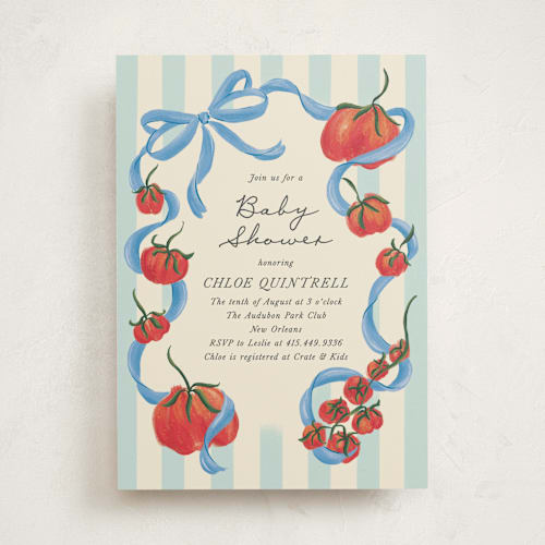 This is a sky baby shower invitations with standard by Jackie Crawford called petit pomodoro printing on signature in standard