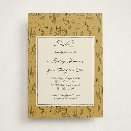 This is a sunshine baby shower invitations with standard by Ani Somi called el ranchero printing on signature in standard