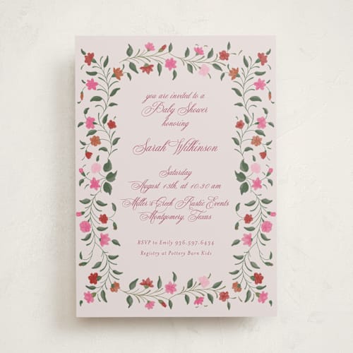 This is a spring baby shower invitations with standard by Deynaaz Daraei called rotan printing on signature in standard