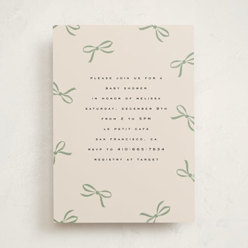 This is a pistachio baby shower invitations with standard by Olivia Kanaley Inman called wrapped up printing on signature in standard
