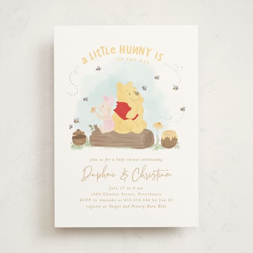 This is a sky baby shower invitations with standard by Creo Study called disney's winnie the pooh a little hunny printing on signature in standard