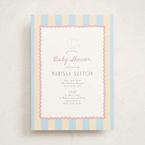 This is a cotton candy baby shower invitations with standard by Tamara Hilje called circus circus printing on signature in standard