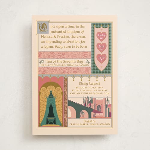 This is a sand baby shower invitations with standard by Becky Nimoy called storybook page printing on signature in standard