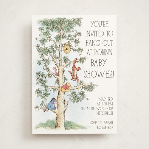 This is a cloud baby shower invitations with standard by Emma Adams called winnie pooh tree baby shower printing on signature in standard