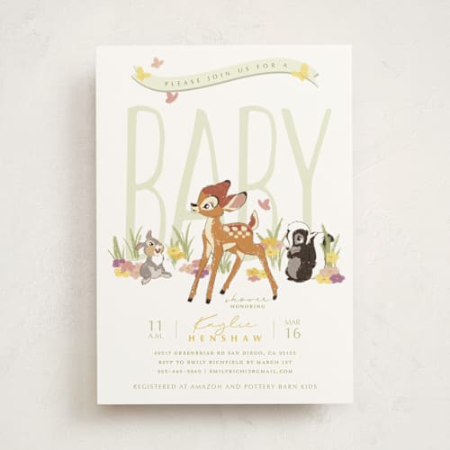 This is a spring baby shower invitations with standard by Danie Romrell called disney's baby bambi printing on signature in standard