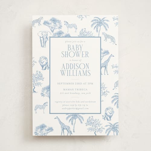 This is a lagoon baby shower invitations with standard by Jenna Holcomb called safari printing on signature in standard