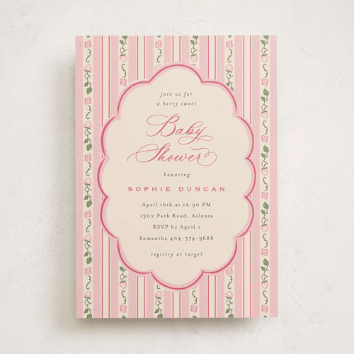 This is a berry baby shower invitations with standard by letterfix called very berry printing on signature in standard