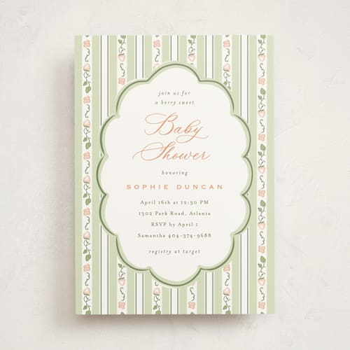 This is a garden baby shower invitations with standard by letterfix called very berry printing on signature in standard