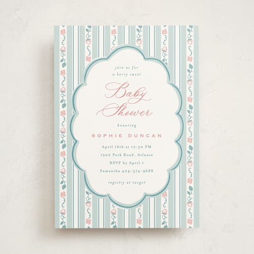 This is a winter baby shower invitations with standard by letterfix called very berry printing on signature in standard