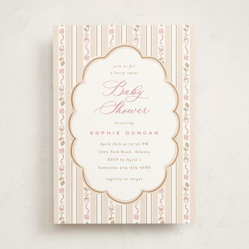 This is a cookie baby shower invitations with standard by letterfix called very berry printing on signature in standard