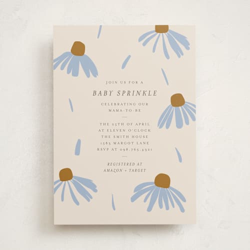 This is a sky baby shower invitations with standard by Aviva Atri called flower sprinkle printing on signature in standard