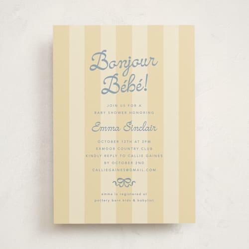 This is a lemon baby shower invitations with standard by Olivia Raufman called mariniere printing on signature in standard
