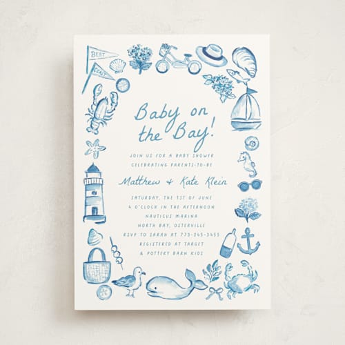 This is a ocean baby shower invitations with standard by Itsy Belle Studio called coastal baby printing on signature in standard