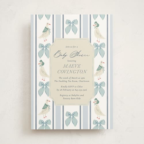 This is a bluebell baby shower invitations with standard by Jackie Crawford called little ducks printing on signature in standard