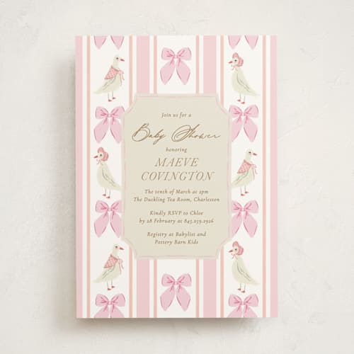 This is a cotton candy baby shower invitations with standard by Jackie Crawford called little ducks printing on signature in standard