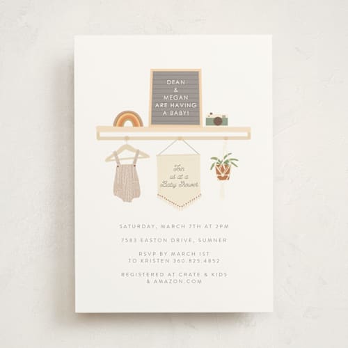 This is a terracotta baby shower invitations with standard by Itsy Belle Studio called scandi boho printing on signature in standard