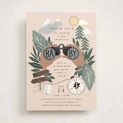 This is a latte baby shower invitations with standard by Alethea and Ruth called adventure on the horizon printing on signature in standard