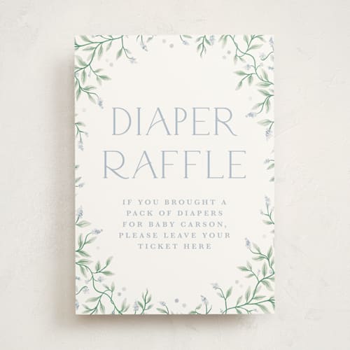 This is a periwinkle baby shower decorations with standard by Kristen Smith called wisteria printing on doublethick in 5x7