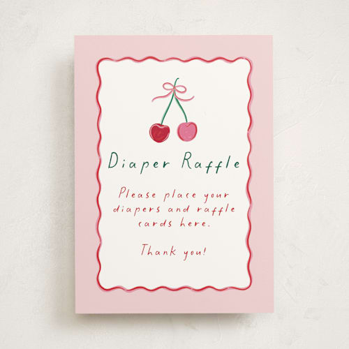 This is a cherry pie baby shower decorations with standard by Erin German called cherry sweet printing on doublethick in 5x7