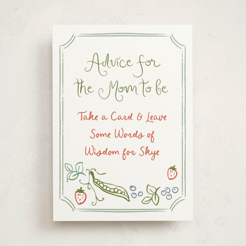 This is a meadow baby shower decorations with standard by Jenna Holcomb called locally grown sketch printing on doublethick in 5x7