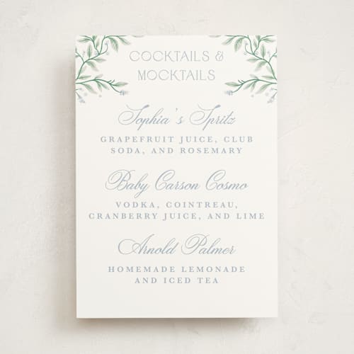 This is a periwinkle baby shower decorations with standard by Kristen Smith called wisteria printing on doublethick in 5x7