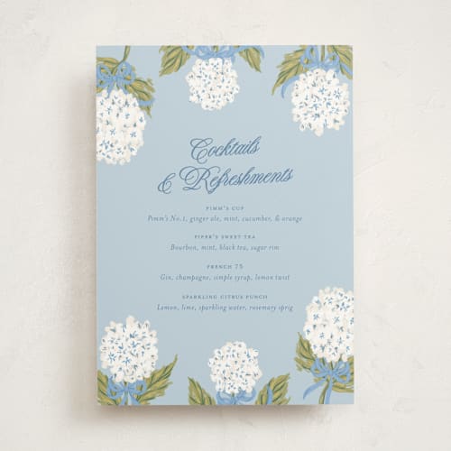 This is a bluebell baby shower decorations with standard by Jackie Crawford called hydrangea bow bouquets printing on doublethick in 5x7