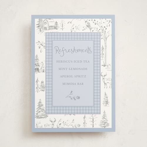 This is a lake baby shower decorations with standard by Teju Reval called winter toile printing on doublethick in 5x7