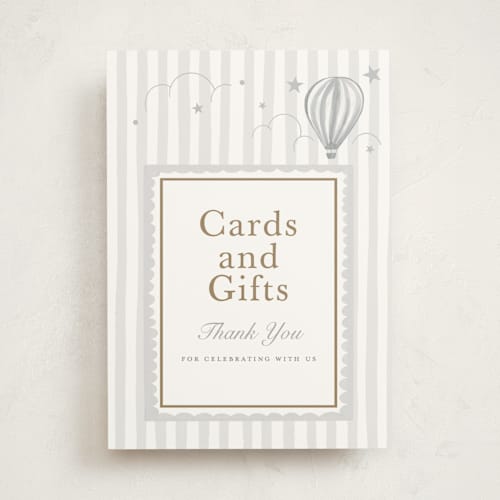 This is a sail baby shower decorations with standard by Teju Reval called hot air balloons printing on doublethick in 5x7