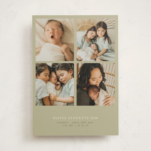This is a garden birth announcements with standard by Bramble Studio called love in a grid printing on signature in standard