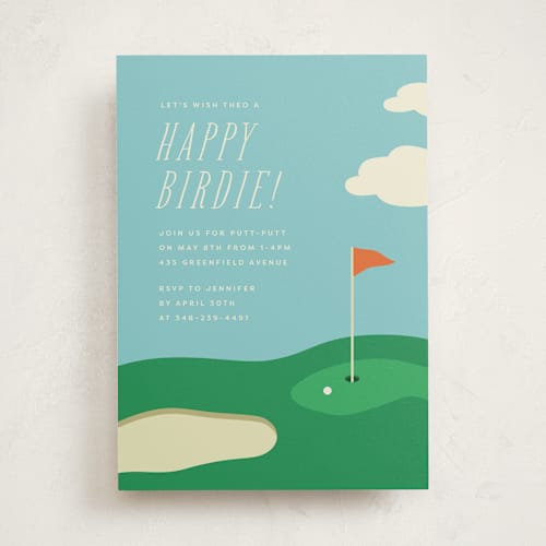 This is a emerald kids birthday invitations with standard by Ellen Schlegelmilch called happy birdie printing on signature in standard