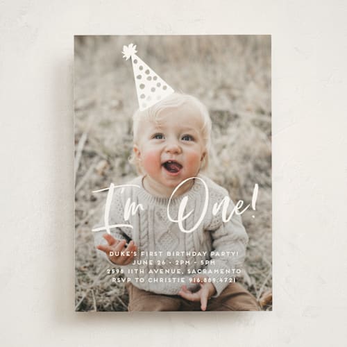 This is a sugar kids birthday invitations with standard by Christie Garcia called hats off printing on signature in standard