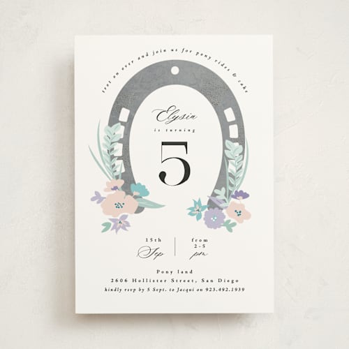 This is a dapple kids birthday invitations with standard by Corinne Malesic called pretty pony printing on signature in standard