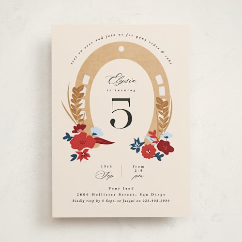 This is a apple kids birthday invitations with standard by Corinne Malesic called pretty pony printing on signature in standard