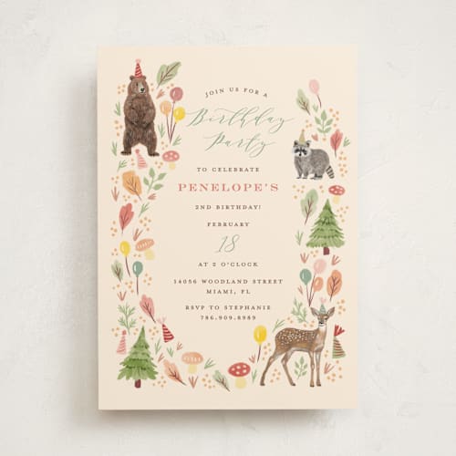 This is a sunshine kids birthday invitations with standard by iamtanya called woodland celebration printing on signature in standard