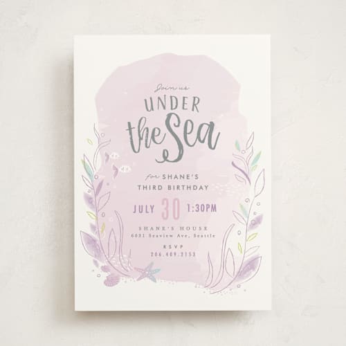 This is a indigo kids birthday invitations with standard by Karidy Walker called under the sea printing on signature in standard