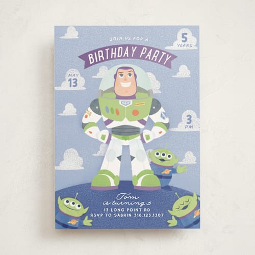 This is a bluebell kids birthday invitations with standard by Sabrin Deirani called disney and pixar's lightyear printing on signature in standard