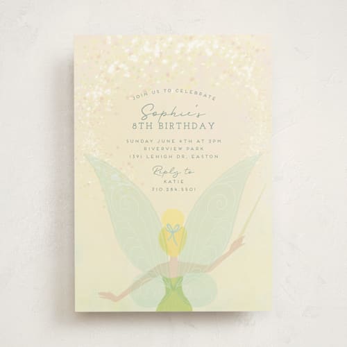 This is a pixie kids birthday invitations with standard by Heather Cairl called disney's tinkerbell fairy dust printing on signature in standard