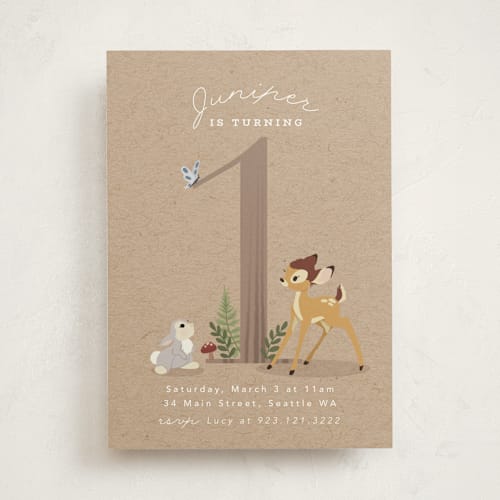 This is a fawn kids birthday invitations with standard by Hudson meet Rose called disney's bambi our deerest printing on signature in standard