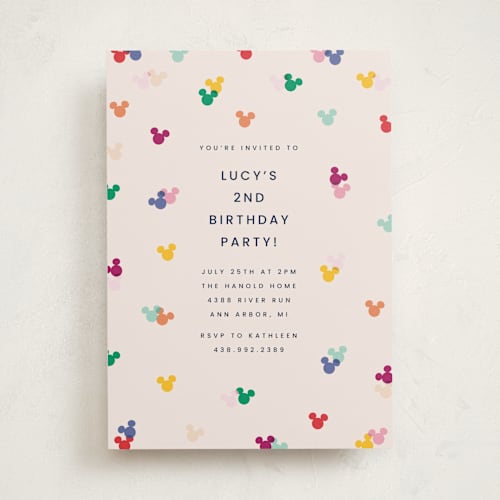 This is a bold kids birthday invitations with standard by Ellen Schlegelmilch called disney's mickey confetti printing on signature in standard