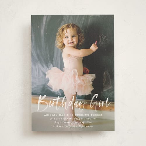 This is a cloud kids birthday invitations with standard by Simona Camp called typography clouds printing on signature in standard
