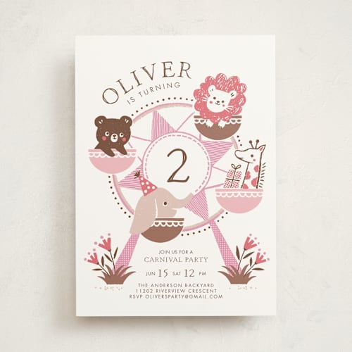 This is a candy kids birthday invitations with standard by Vivian Yiwing called little carnival printing on signature in standard
