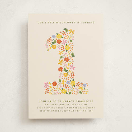 This is a vibrant kids birthday invitations with standard by Ellen Schlegelmilch called little wildflower printing on signature in standard