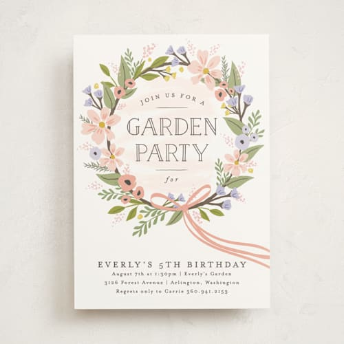 This is a rose kids birthday invitations with standard by Karidy Walker called floral crown printing on signature in standard
