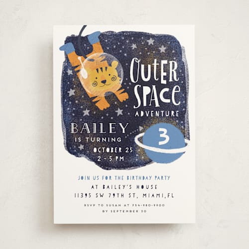 This is a northstar kids birthday invitations with standard by iamtanya called outer space printing on signature in standard