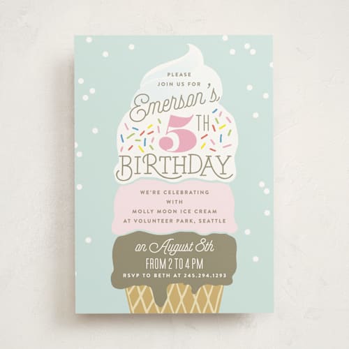 This is a frozen kids birthday invitations with standard by Alethea and Ruth called ice cream cone printing on signature in standard