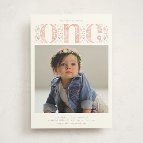 This is a candy kids birthday invitations with standard by Ana de Sousa called big one printing on signature in standard